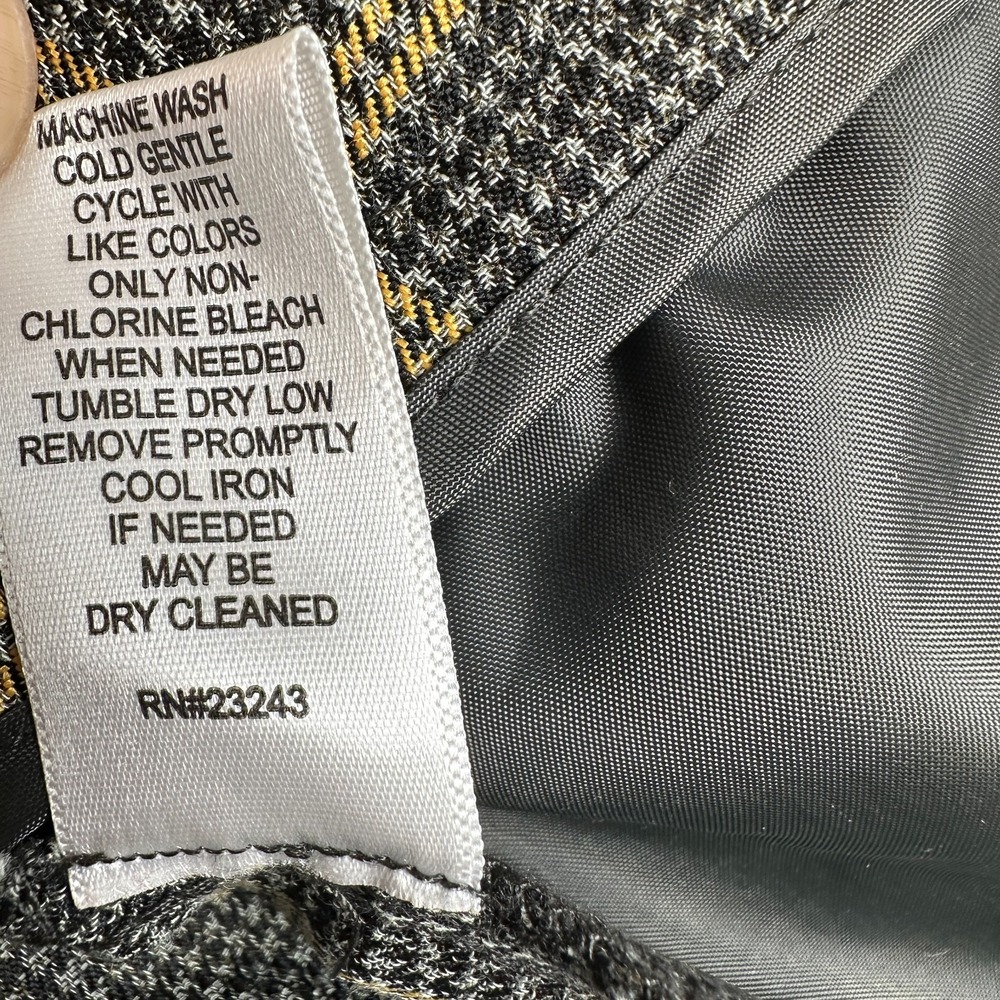 7th Avenue Design Studio Plaid Dress Pants Black‎ Gray Yellow Women's 12 - Picture 12 of 12